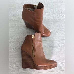 Michael Kors Clara Leather Wedge Ankle Boots